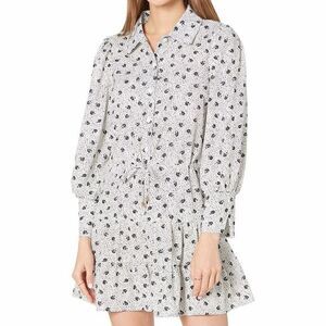 Bishop + Young -1028 Blue White‎ Vanessa Maldives Floral Boho Mini Dress Size M